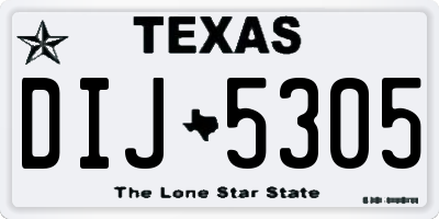 TX license plate DIJ5305