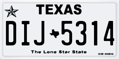 TX license plate DIJ5314