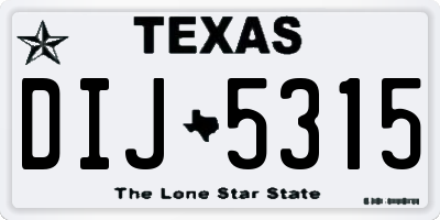 TX license plate DIJ5315