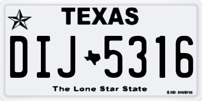 TX license plate DIJ5316