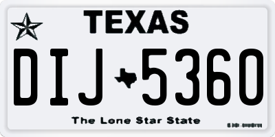 TX license plate DIJ5360