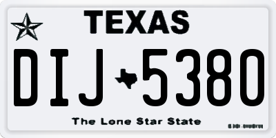 TX license plate DIJ5380