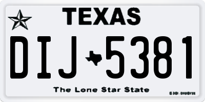 TX license plate DIJ5381