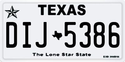 TX license plate DIJ5386