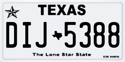 TX license plate DIJ5388
