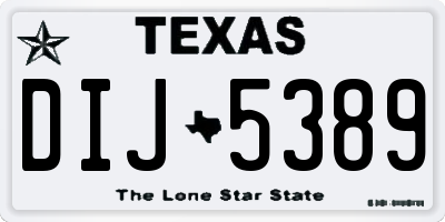 TX license plate DIJ5389