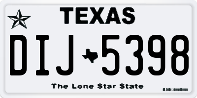 TX license plate DIJ5398