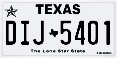 TX license plate DIJ5401