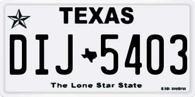 TX license plate DIJ5403