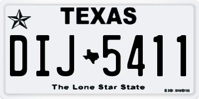 TX license plate DIJ5411