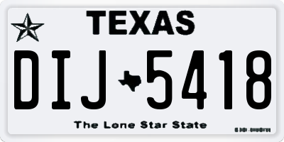 TX license plate DIJ5418