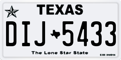 TX license plate DIJ5433