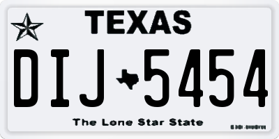 TX license plate DIJ5454
