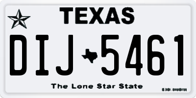 TX license plate DIJ5461