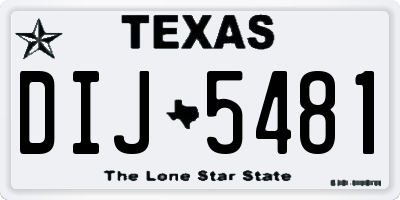 TX license plate DIJ5481