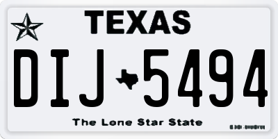 TX license plate DIJ5494