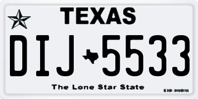 TX license plate DIJ5533
