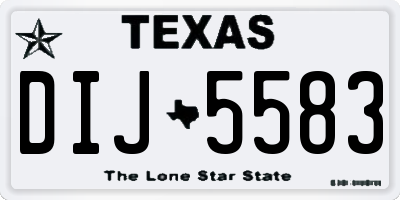 TX license plate DIJ5583