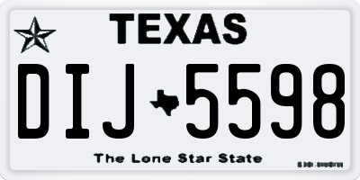 TX license plate DIJ5598