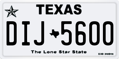 TX license plate DIJ5600