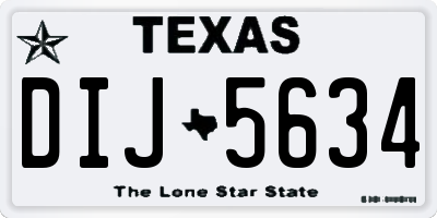 TX license plate DIJ5634