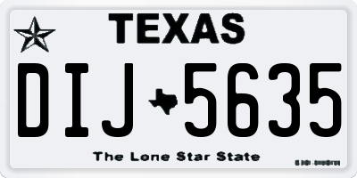 TX license plate DIJ5635