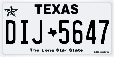 TX license plate DIJ5647