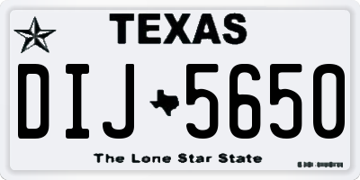 TX license plate DIJ5650