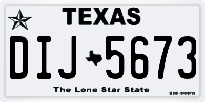 TX license plate DIJ5673