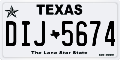 TX license plate DIJ5674