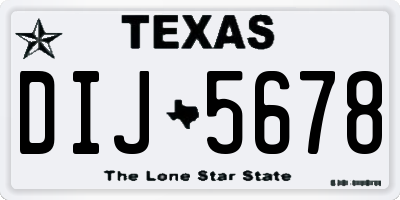 TX license plate DIJ5678