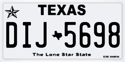 TX license plate DIJ5698