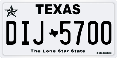 TX license plate DIJ5700
