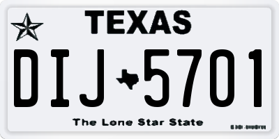TX license plate DIJ5701