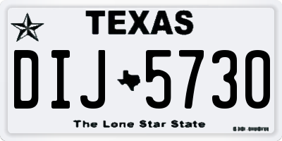 TX license plate DIJ5730