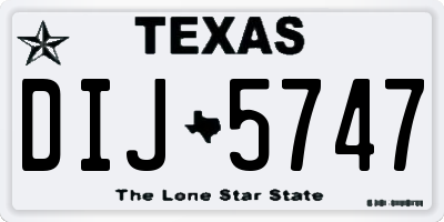 TX license plate DIJ5747