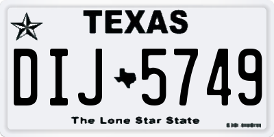 TX license plate DIJ5749