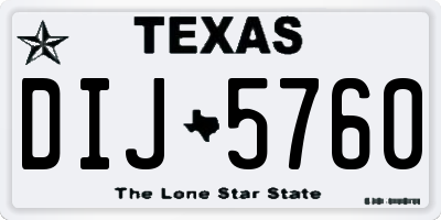 TX license plate DIJ5760