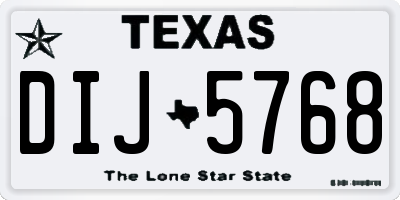 TX license plate DIJ5768