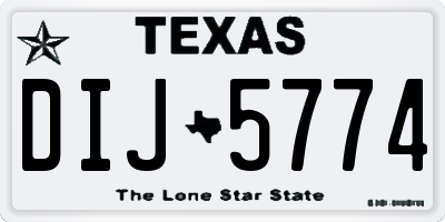 TX license plate DIJ5774