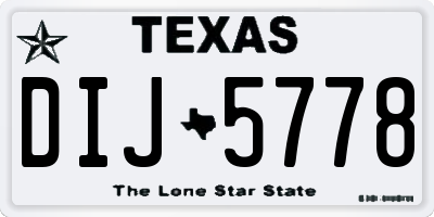 TX license plate DIJ5778