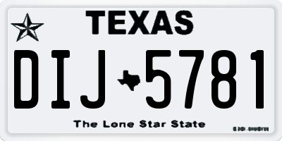 TX license plate DIJ5781