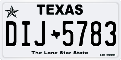 TX license plate DIJ5783