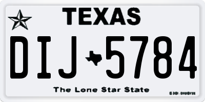 TX license plate DIJ5784