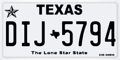 TX license plate DIJ5794