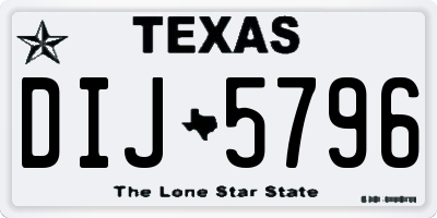 TX license plate DIJ5796
