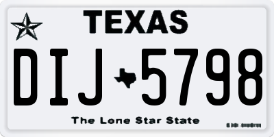 TX license plate DIJ5798