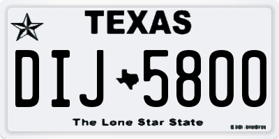 TX license plate DIJ5800