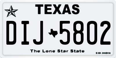TX license plate DIJ5802