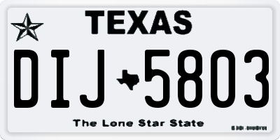 TX license plate DIJ5803